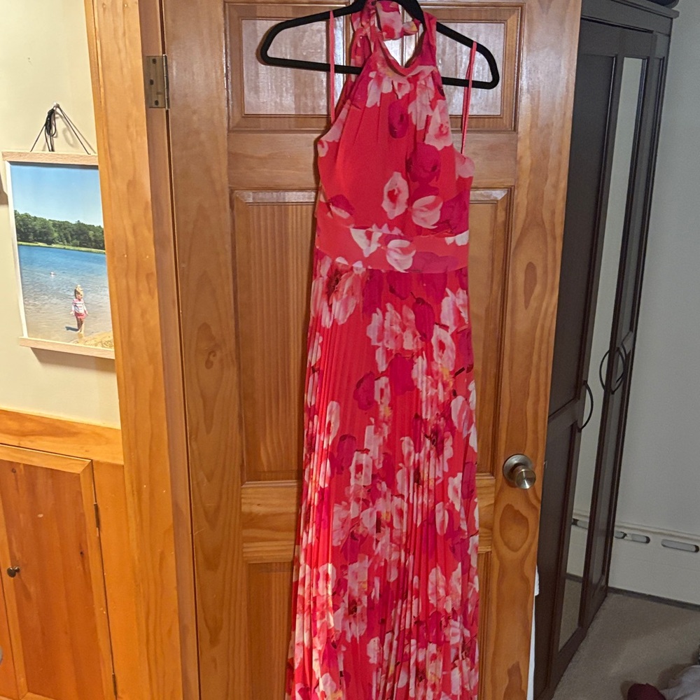 Eliza J Red and Pink Floral Maxi Dress